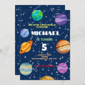 Galactic Planets Geburtstagsparty Einladung (Vorne/Hinten)
