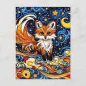 Galactic Red Fox Child like Art Postkarte (Vorderseite)