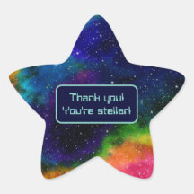 Galactic SciFi Wedding Danke-You-Stickers