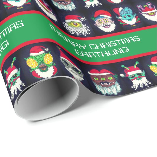 Galactic Space Santas Gift Wrap Geschenkpapier (Rolleneckpunkt)