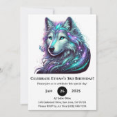 Galactic Spirit Wolf Geburtstag Einladung (Vorderseite)