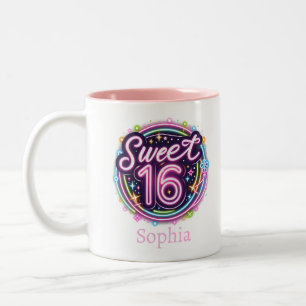 Galactic Sweet 16 - Individuell anpassbarer Geburt Zweifarbige Tasse