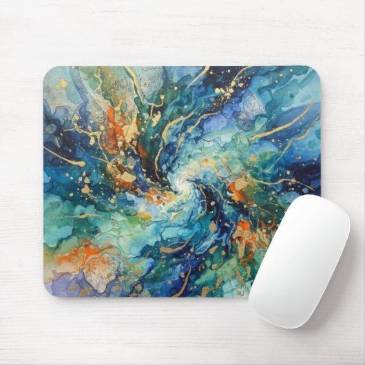 Galactic Swirl / Fluid Ink Abstract Mousepad (Mit Mouse)