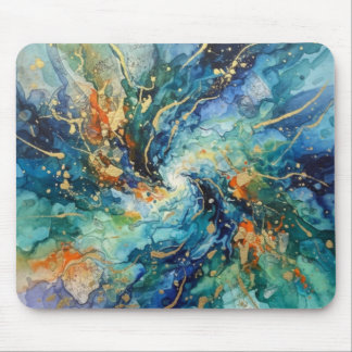 Galactic Swirl / Fluid Ink Abstract Mousepad