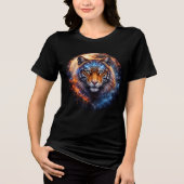 Galactic Tiger with Moon & Sacred Geometry Tri-Blend Shirt (Vorderseite)