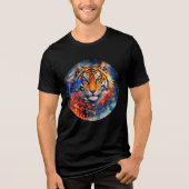 Galactic Tiger with Temple and Cherry Blossoms Tri-Blend Shirt (Vorderseite)