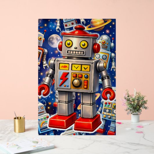 Galactic tin robot space adventure acrylschild (Hochzeit)