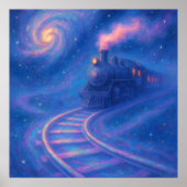 Galactic Train Track - Pastel Style Fantasy Art Poster (Vorne)