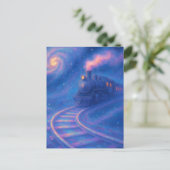 Galactic Train Track - Pastel Style Fantasy Art Postkarte (Stehend Vorderseite)
