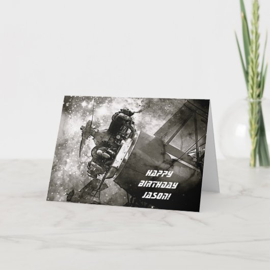 Galactic War Airplane Custom Birthday Card Karte (Vorderseite)