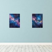 Galactic Whispers - Abstrakte Leinwand im Weltraum Bilderwand Sets (Holzboden)