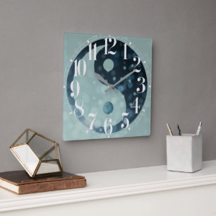 Galactic Ying Yang Wall Clock Quadratische Wanduhr