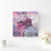 Galah Cockatoo Quadratische Wanduhr (Zuhause)