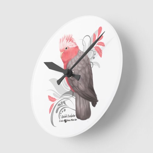 Galah Cockatoo Runde Wanduhr (Winkel)
