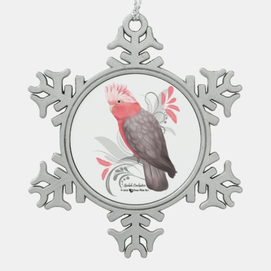 Galah Cockatoo Schneeflocken Zinn-Ornament (Vorderseite)