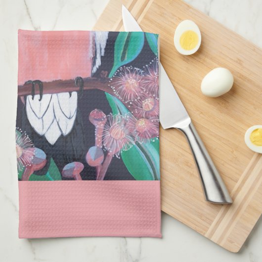 Galah & Gum Nuts Pink Geschirrtuch (Viertel Falte)