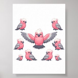 Galah-Kakadu-Muster Rosa Papagei Lustiger Vogel Poster