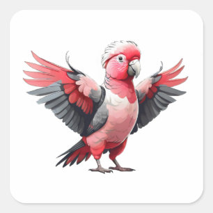 Galah mit offenen Flügeln Quadratischer Aufkleber