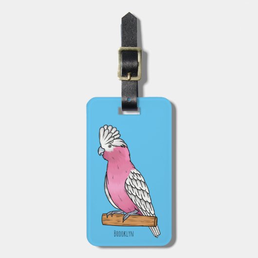 Galah Vogel Cartoon Illustration Gepäckanhänger (Vorderseite vertikal)
