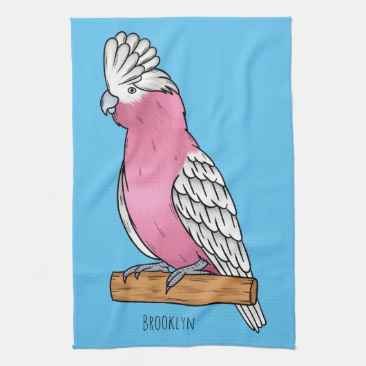Galah Vogel Cartoon Illustration Geschirrtuch (Vertikal)