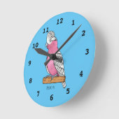 Galah Vogel Cartoon Illustration Runde Wanduhr (Winkel)