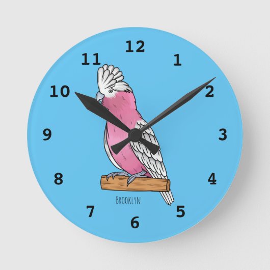 Galah Vogel Cartoon Illustration Runde Wanduhr (Vorderseite)