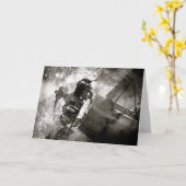 Galaktische Biplane Night Sky Schwarz-Weiß Karte (Gelbe Blume)