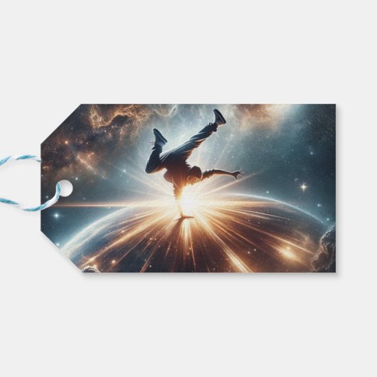 Galaktische Breakdance Explosion im tiefen Raum Geschenkanhänger (Rückseite Horizontal)