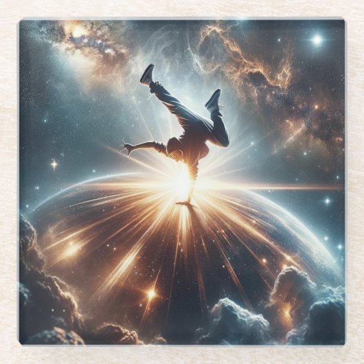 Galaktische Breakdance Explosion im tiefen Raum Glasuntersetzer (Vorderseite)