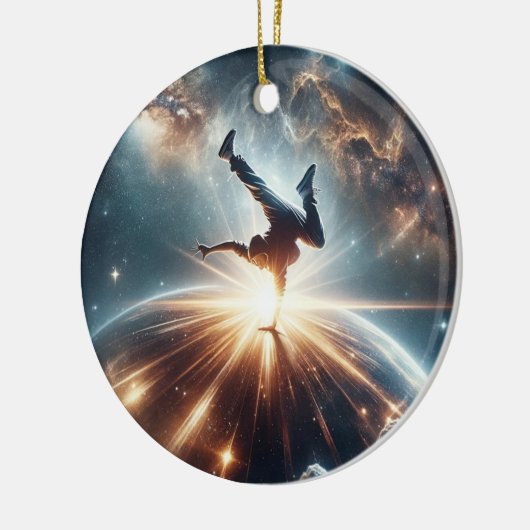 Galaktische Breakdance Explosion im tiefen Raum Keramik Ornament (Links)