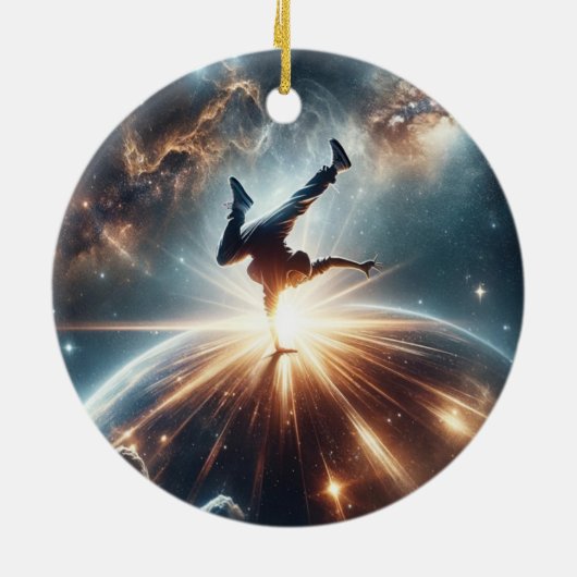 Galaktische Breakdance Explosion im tiefen Raum Keramik Ornament (Hinten)