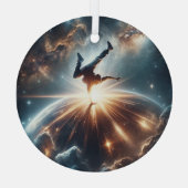 Galaktische Breakdance Explosion im tiefen Raum Ornament Aus Glas (Rückseite)