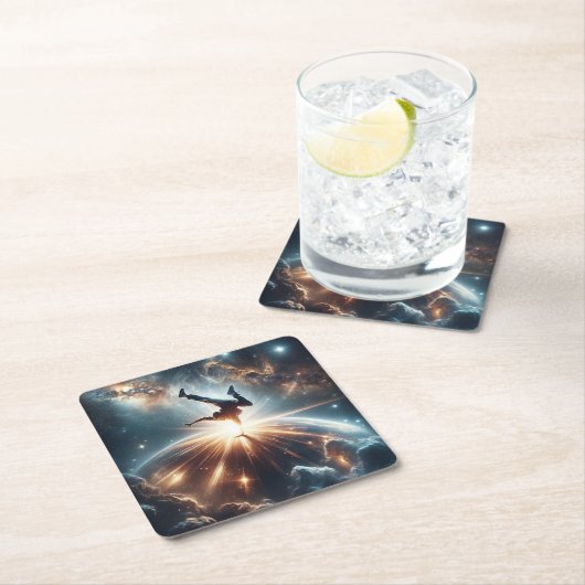 Galaktische Breakdance Explosion im tiefen Raum Rechteckiger Pappuntersetzer (Vor Ort)