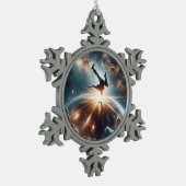 Galaktische Breakdance Explosion im tiefen Raum Schneeflocken Zinn-Ornament (Links)