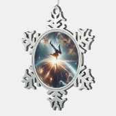 Galaktische Breakdance Explosion im tiefen Raum Schneeflocken Zinn-Ornament (Rechts)