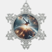 Galaktische Breakdance Explosion im tiefen Raum Schneeflocken Zinn-Ornament (Vorderseite)