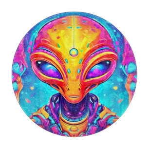 Galaktische Cyborg-Alien mit Neon Glow Schneidebrett