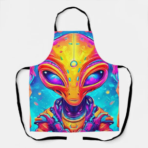 Galaktische Cyborg-Alien mit Neon Glow Schürze
