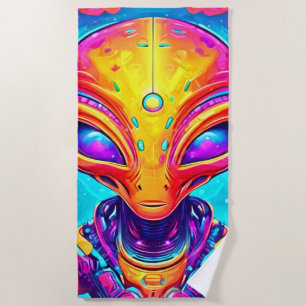 Galaktische Cyborg-Alien mit Neon Glow Strandtuch