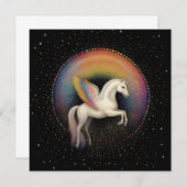 Galaktische Einhorn-Regenbogenfarben Sterne Tiefga Einladung (Vorne/Hinten)