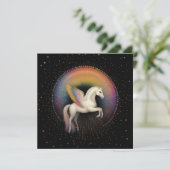 Galaktische Einhorn-Regenbogenfarben Sterne Tiefga Einladung (Stehend Vorderseite)