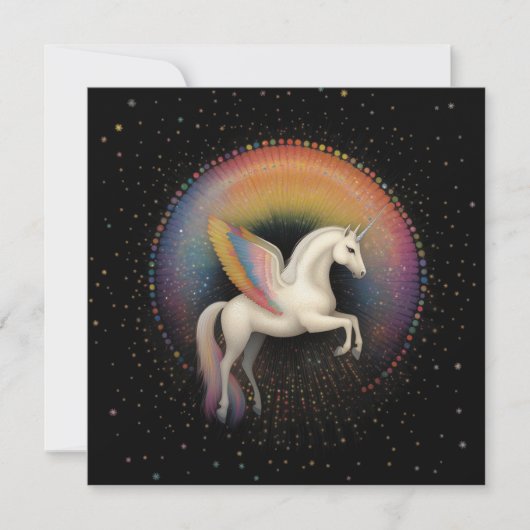 Galaktische Einhorn-Regenbogenfarben Sterne Tiefga Einladung (Vorderseite)