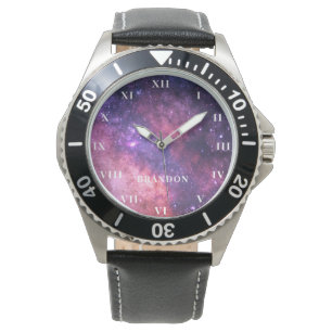 Galaktische Galaxie Weltraum Nebel Marineblau Armbanduhr
