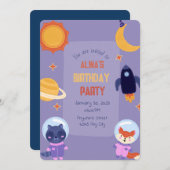 Galaktische Geburtstagseinladung Einladung (Vorne/Hinten)