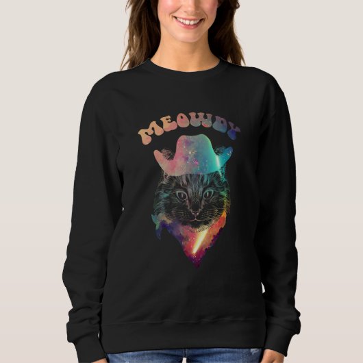 Galaktische Gefärbte Krawatte Meowdy Texas Cat Mem Sweatshirt (Vorderseite)