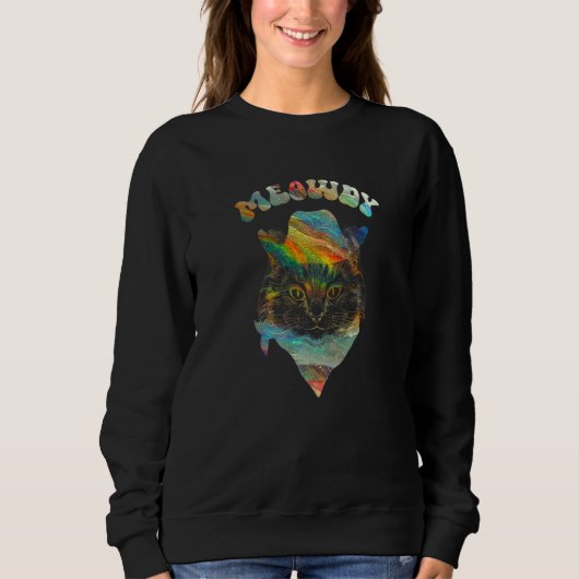 Galaktische Gefärbte Krawatte Meowdy Texas Cat Mem Sweatshirt (Vorderseite)
