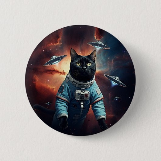 Galaktische Katzenastronautin Button (Vorderseite)