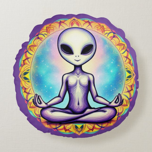 Galaktische Meditation Rundes Kissen (Vorderseite)