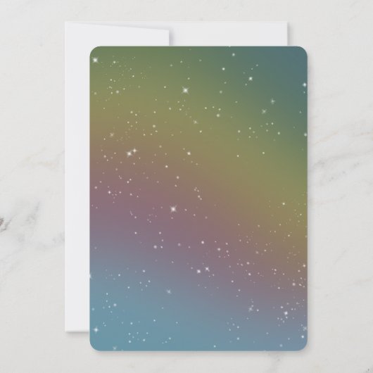 Galaktische Mute-Rainbow-Hochzeit Einladung (Rückseite)
