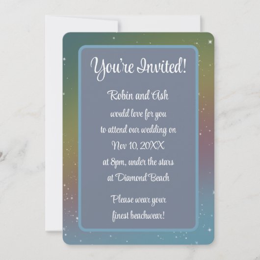 Galaktische Mute-Rainbow-Hochzeit Einladung (Vorderseite)